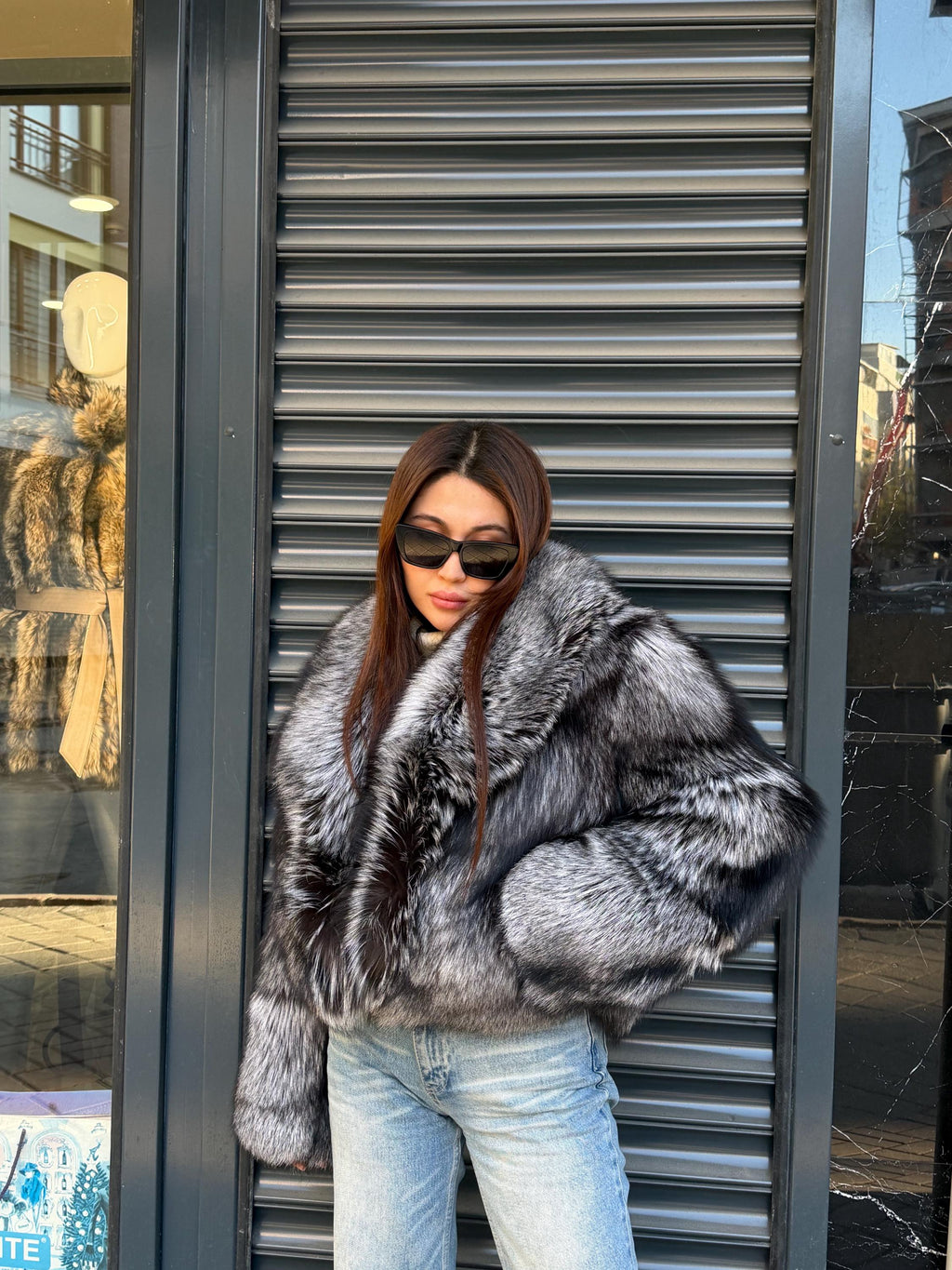 Silver Fox Fur Jacket. Women Fox Fur Jacket. Argentina Fox Fur Coat. Short Fox Fur Jacket. Full Skin Fox Fur Coat