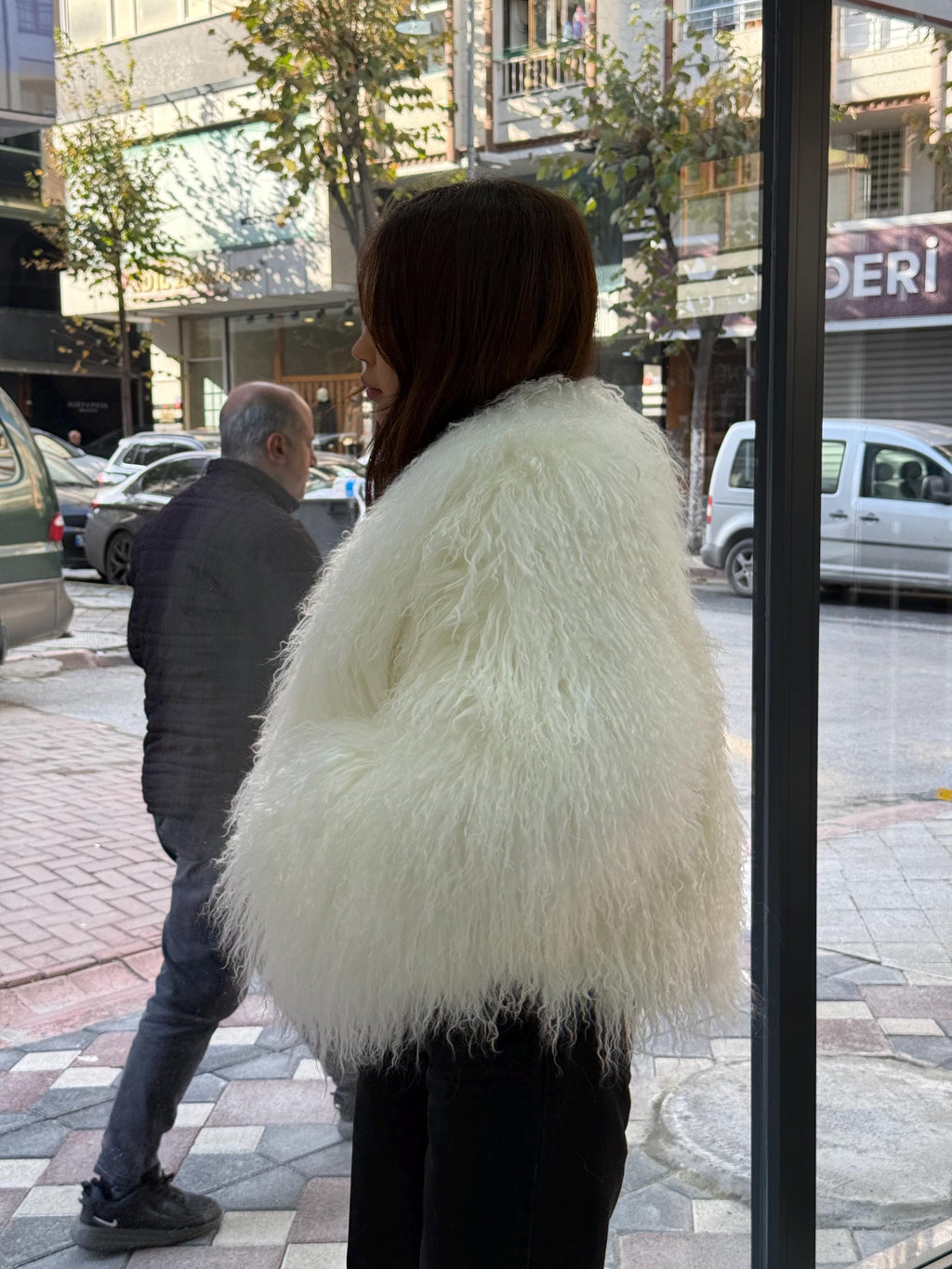 White Tibetan Fur Coat, Women’s Short Shaggy Mongolian Lamb Fur Jacket, Longhair Lamb Fur Jacket, Tibet Fur Jacket