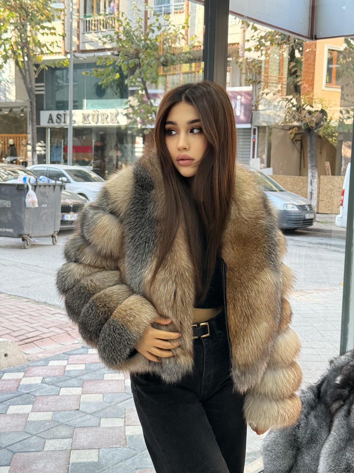 Gold Frost Fox Fur Jacket. Women’s Short Fox Fur Jacket. Frost Fox Fur Coat. Golden Fox Fur Jacket. Huge Collar Fox Fur Coat
