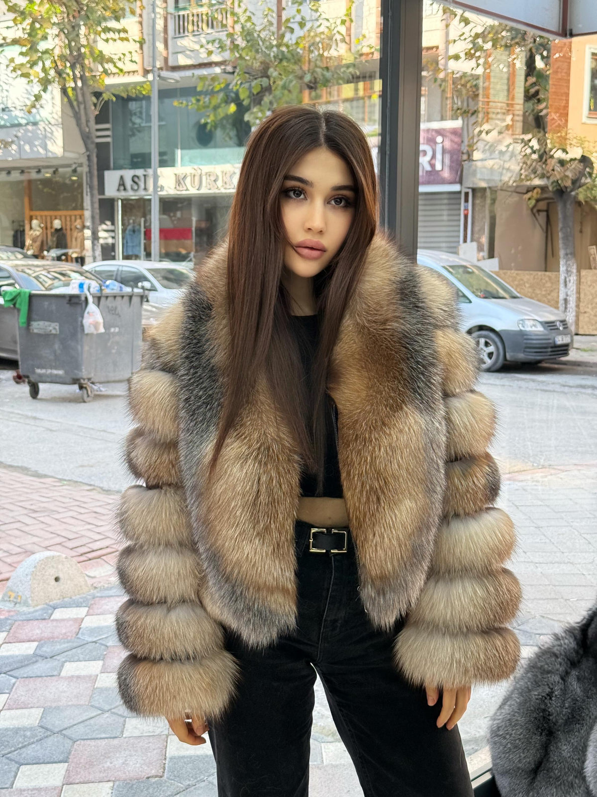 Gold Frost Fox Fur Jacket. Women’s Short Fox Fur Jacket. Frost Fox Fur Coat. Golden Fox Fur Jacket. Huge Collar Fox Fur Coat