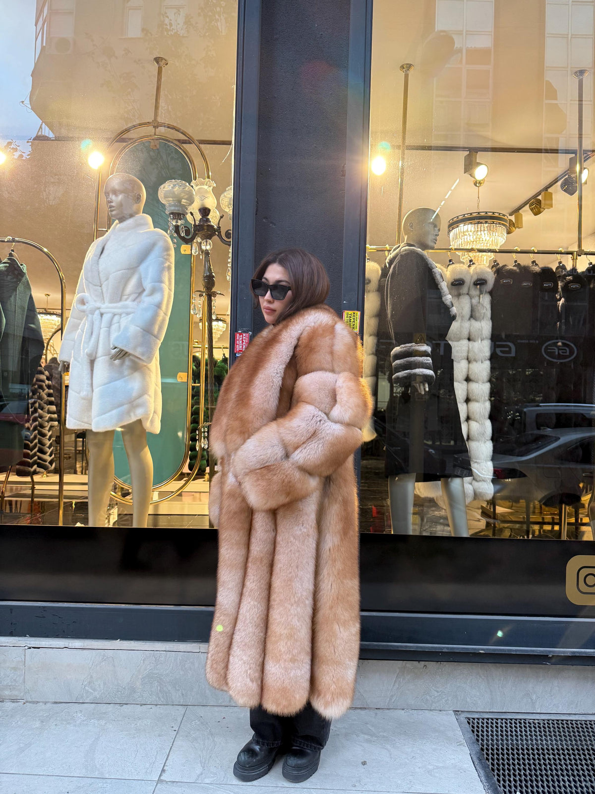 Long Gold Beige Fox Fur Coat, Luxury Fox Fur Jacket. Women Fox Fur Jacket. Long Fox Fur Coat. Premium Fox Fur Jacket