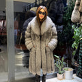 Long Silver Fox Fur Coat, Unisex Luxury Winter Fox Fur Jacket, Frost Fox Fur Jacket, Silver Fox Fur Jacket.- Long Fox Fur Jacket