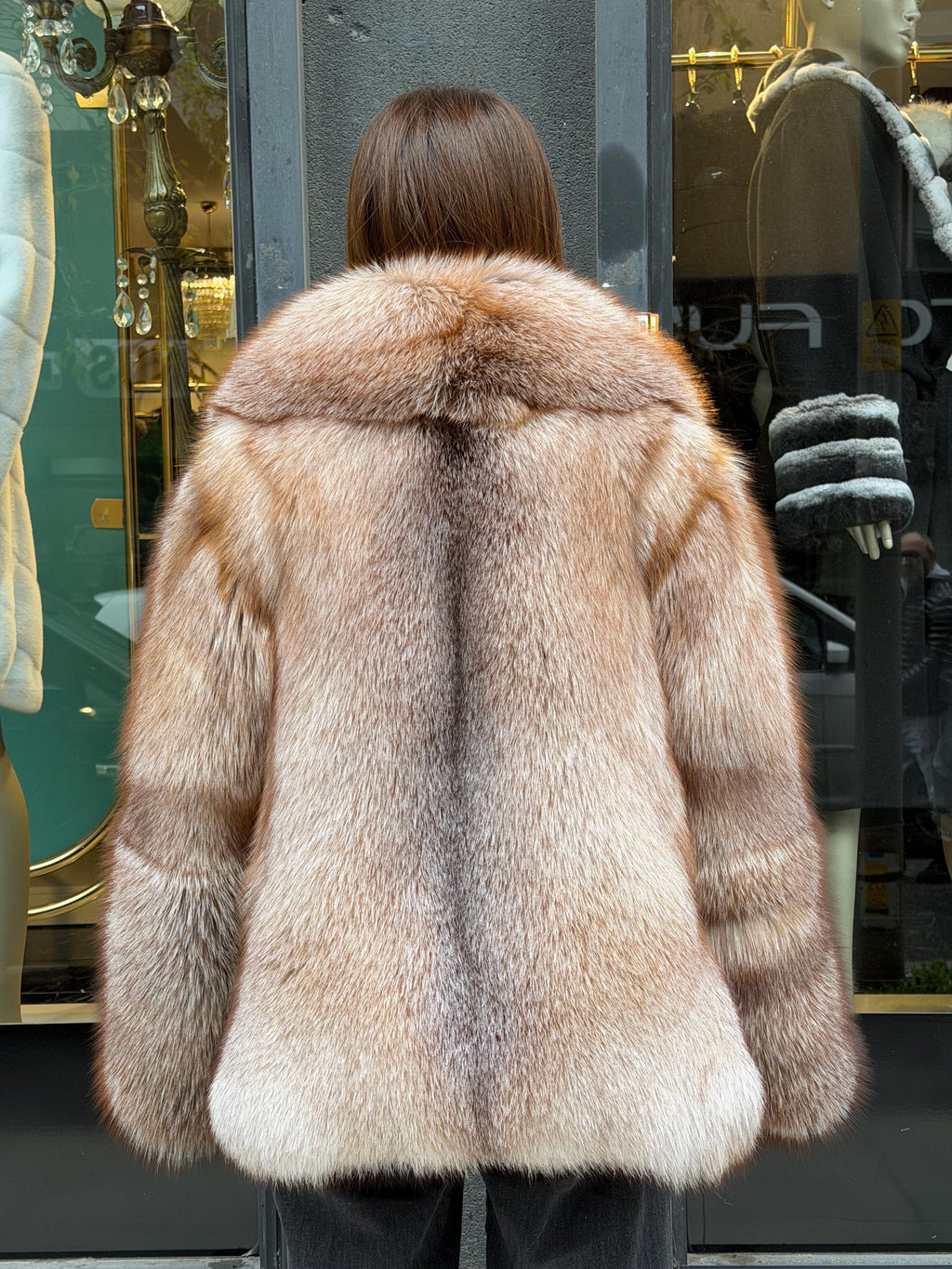 Luxury Fox Fur Jacket, Handmade Winter Fur Coat. Short Fox Fur Coat. Women Fox Fur Jacket. Red Fox Fur Jacket