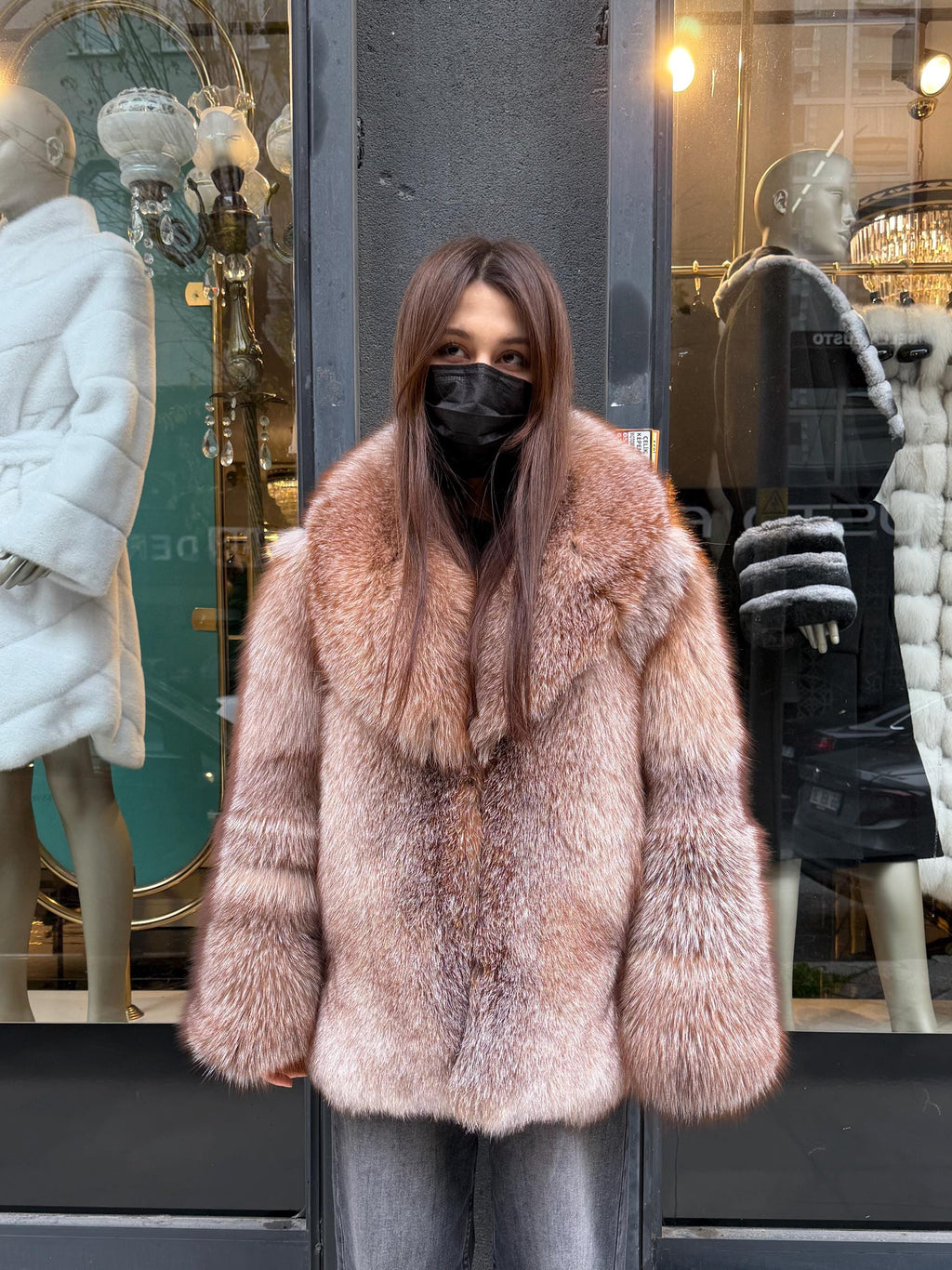 Luxury Fox Fur Jacket, Handmade Winter Fur Coat. Short Fox Fur Coat. Women Fox Fur Jacket. Red Fox Fur Jacket