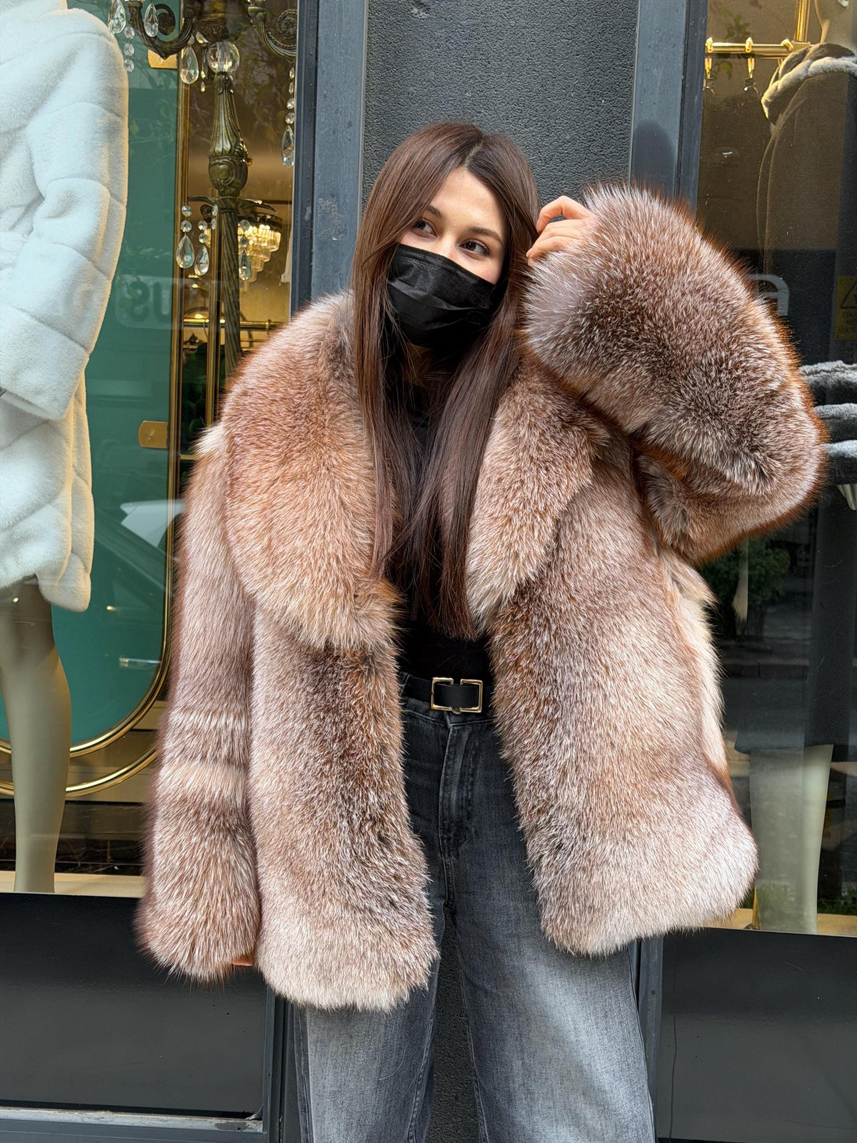 Luxury Fox Fur Jacket, Handmade Winter Fur Coat. Short Fox Fur Coat. Women Fox Fur Jacket. Red Fox Fur Jacket