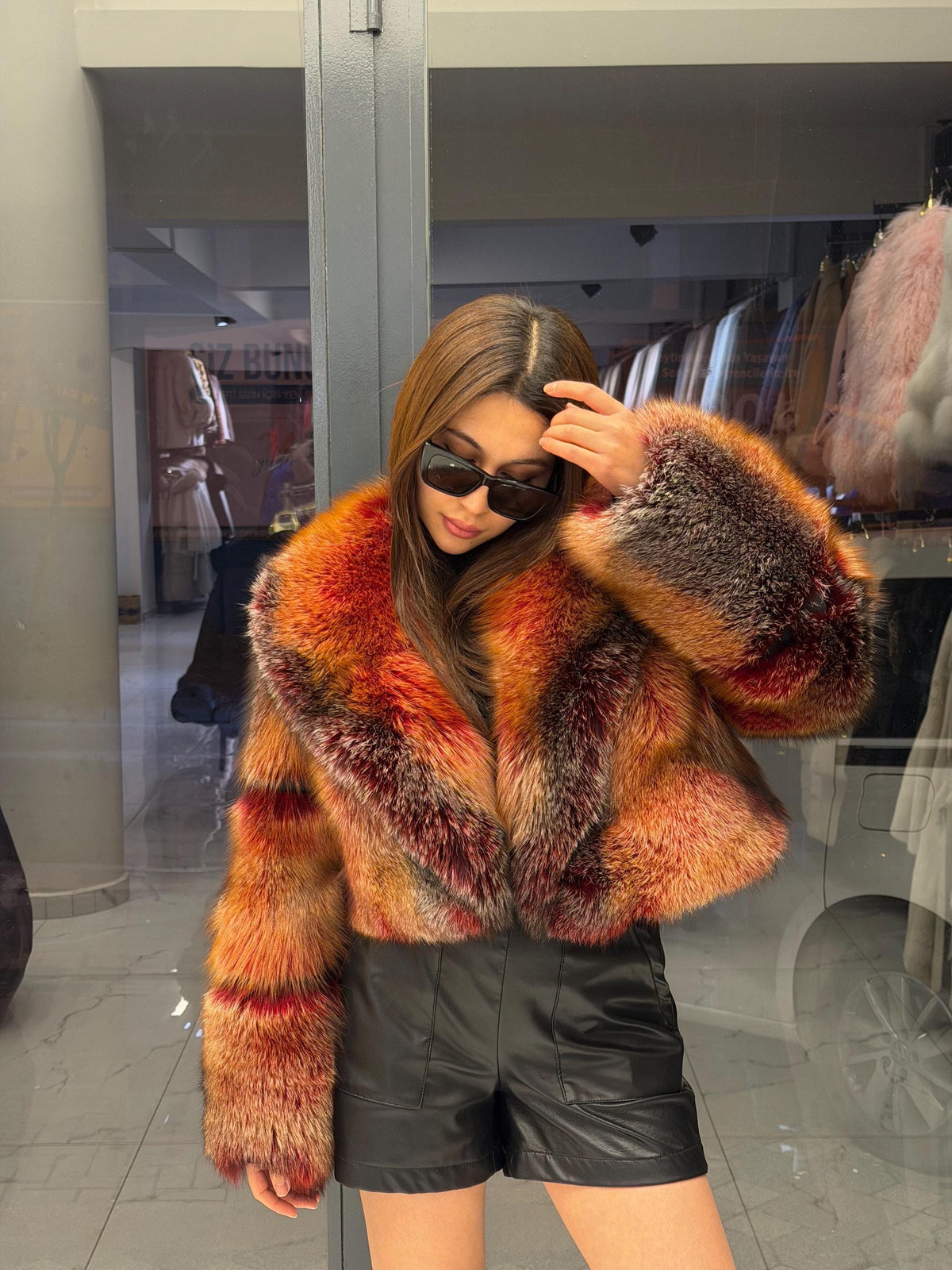 Red Fox Fur Jacket, Women Fox Fur Coat, Short Fox Fur Jacket, Limited Edition Premium Fox Fur Jacket.- Fox Fur
