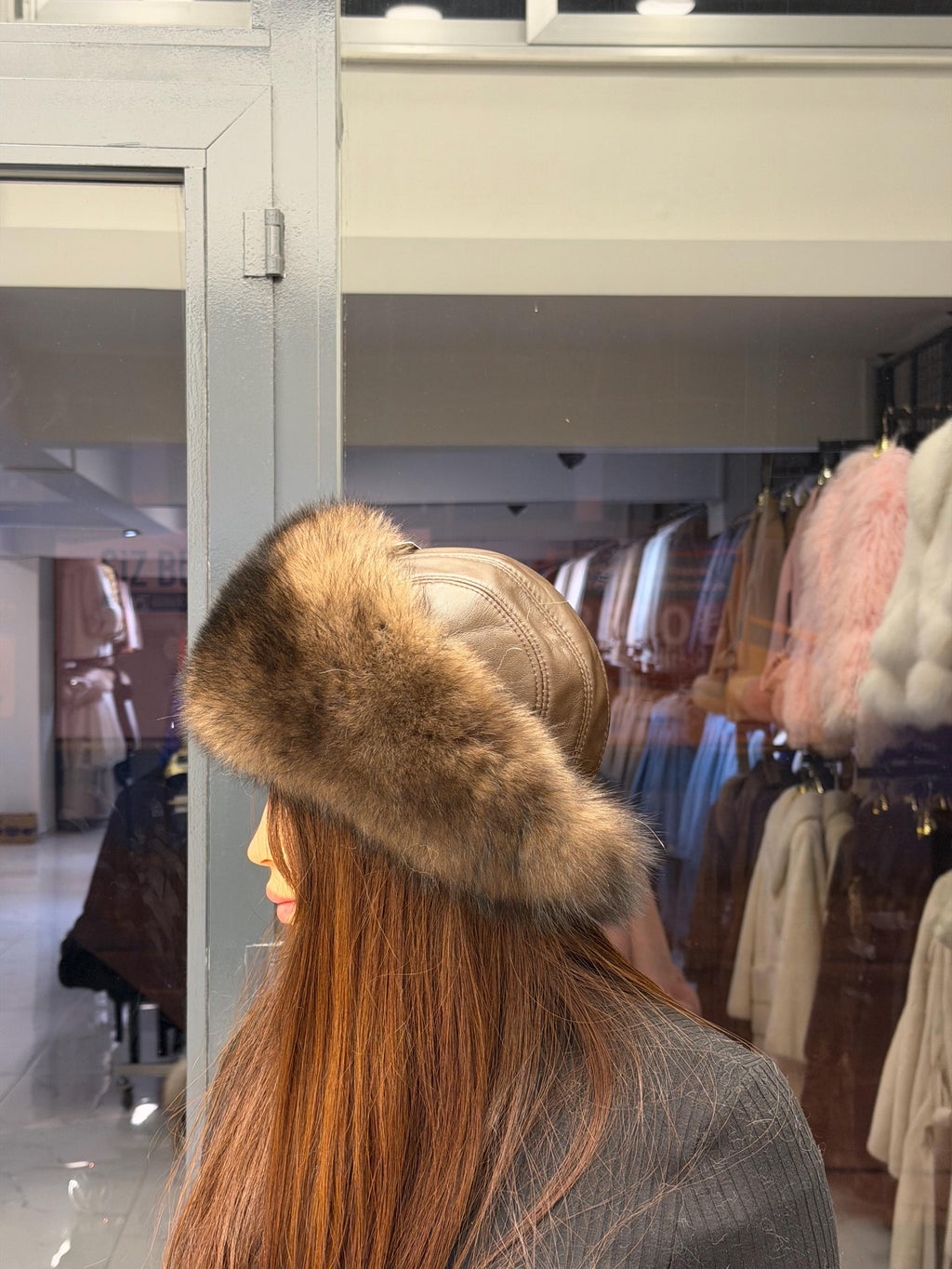 Brown Real Fox Fur Hat with Leather Top | Handmade Round Russian Winter Hat | Sable Brown Cossack Fur Hat for Women & Men | Warm Gift Idea