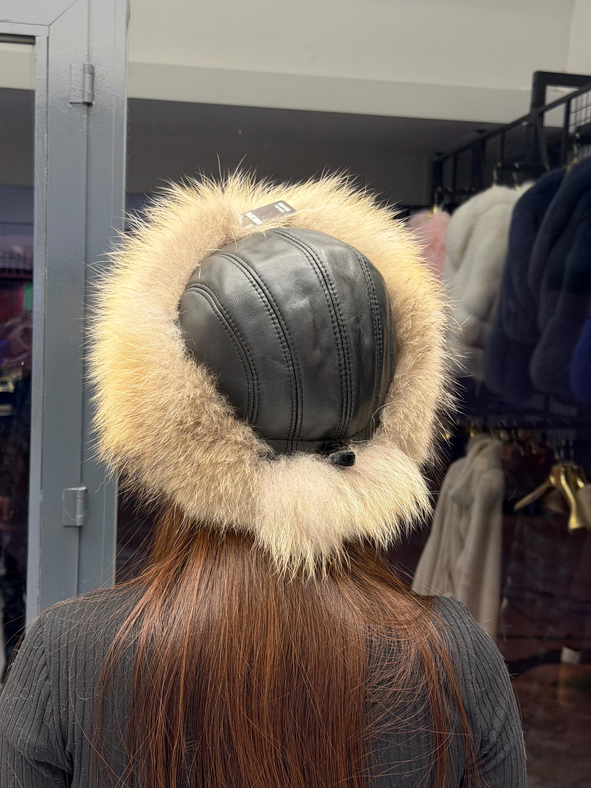 Raccoon Fox Fur Hat with Leather Top | Handmade Round Russian Winter Hat | Luxury Cossack Fur Hat for Women & Men | Warm Gift Idea