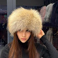 Raccoon Fox Fur Hat with Leather Top | Handmade Round Russian Winter Hat | Luxury Cossack Fur Hat for Women & Men | Warm Gift Idea