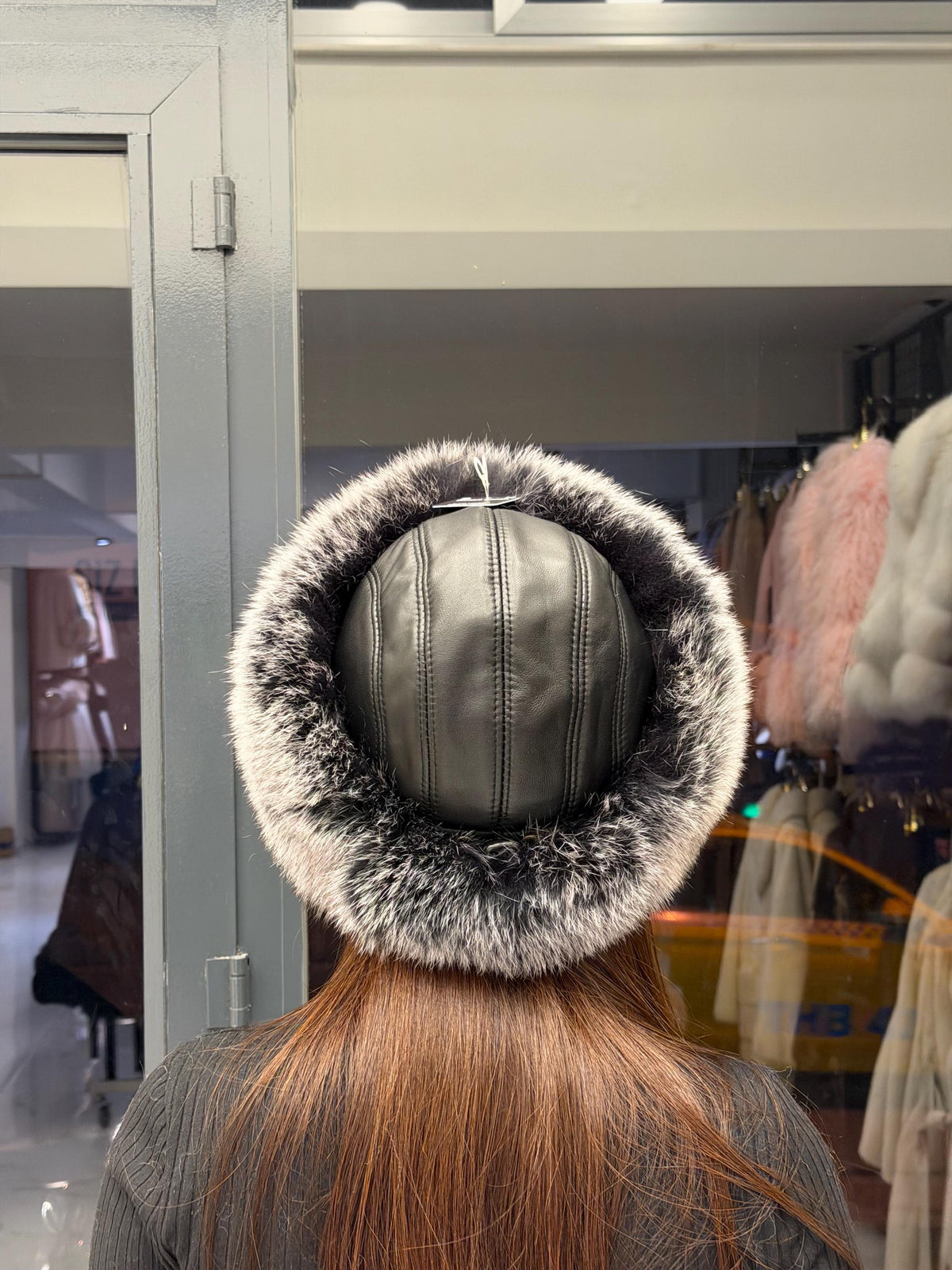 Gray Fox Fur Hat with Leather Top | Handmade Round Russian Winter Hat | Luxury Cossack Fur Hat for Women & Men | Warm Gift Idea