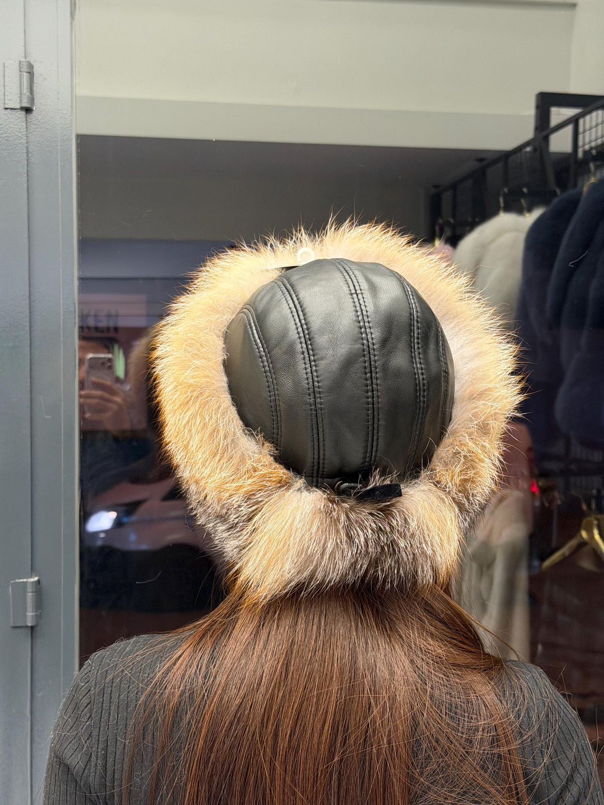 Gold Frost Fox Fur Hat with Leather Top | Handmade Round Russian Winter Hat | Luxury Cossack Fur Hat for Women & Men | Warm Gift Idea