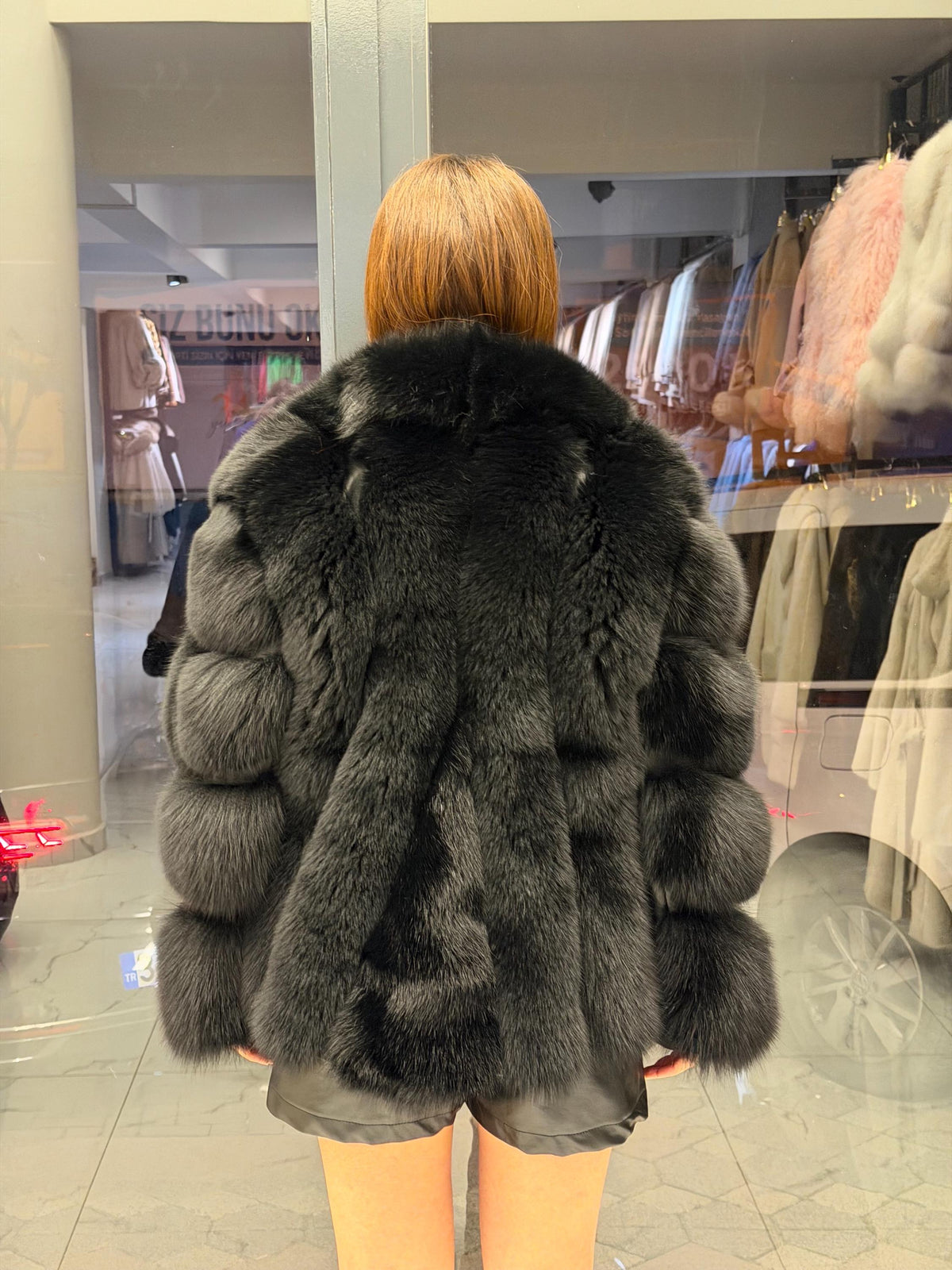 Black Fox Fur Jacket, Women Shawl Collar Fox Fur Coat- Women Fox Fur Jacket. Premium Fox Fur Coat. Fox Fur