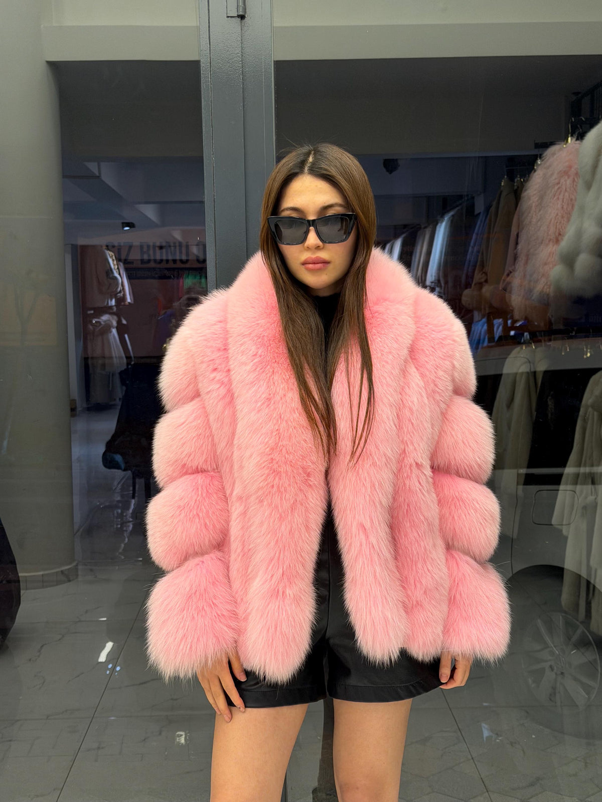 Pink Fox Fur Jacket, Women Shawl Collar Fox Fur Coat- Women Fox Fur Jacket. Premium Fox Fur Coat. Pink Fox Fur Coat