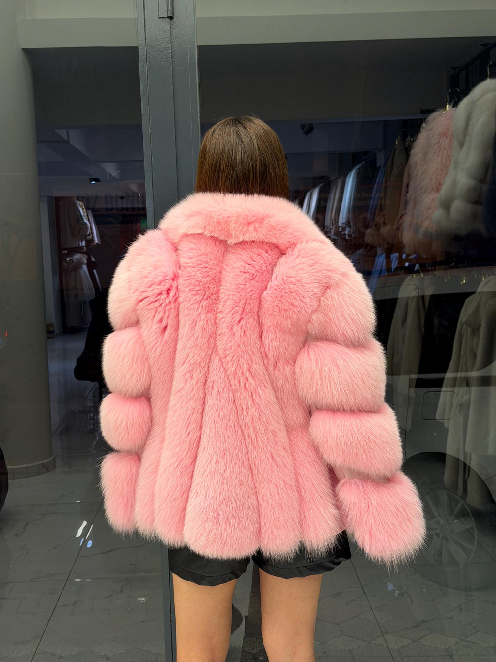 Pink Fox Fur Jacket, Women Shawl Collar Fox Fur Coat- Women Fox Fur Jacket. Premium Fox Fur Coat. Pink Fox Fur Coat