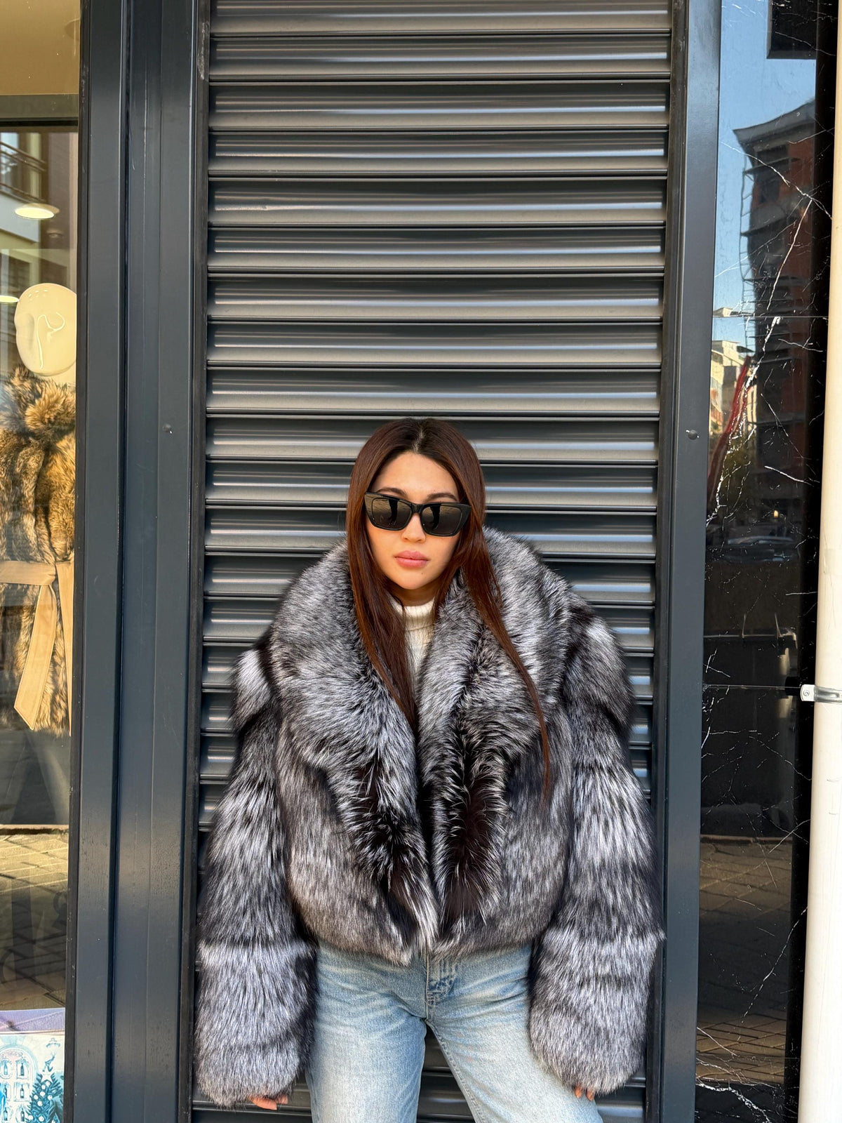 Silver Fox Fur Jacket. Women Fox Fur Jacket. Argentina Fox Fur Coat. Short Fox Fur Jacket. Full Skin Fox Fur Coat