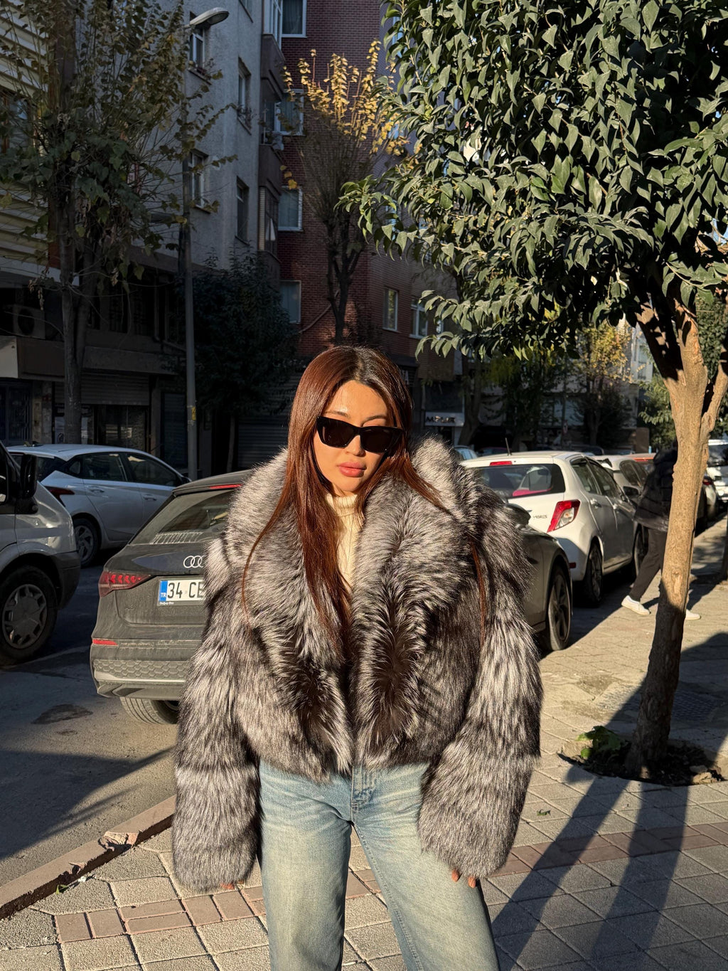 Silver Fox Fur Jacket. Women Fox Fur Jacket. Argentina Fox Fur Coat. Short Fox Fur Jacket. Full Skin Fox Fur Coat