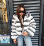 White & Silver Fox Fur Jacket. Hooded Arctic Fox Fur Coat. Short Fox Fur Jacket. Women Fox Fur Coat