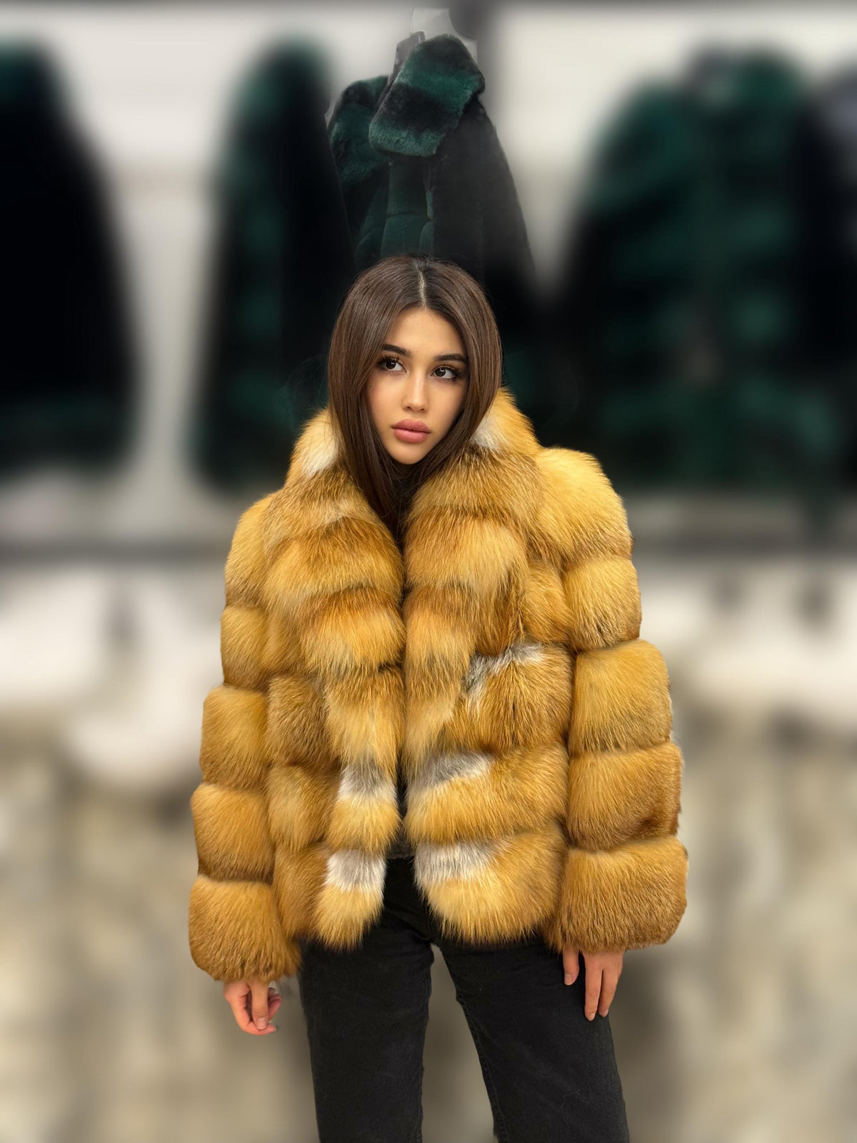 Women’s Golden Fox Fur Jacket, Handmade Short Luxury Red Fox Fur Coat. Women Fox fur Jacket. Short Fox Fur Coat