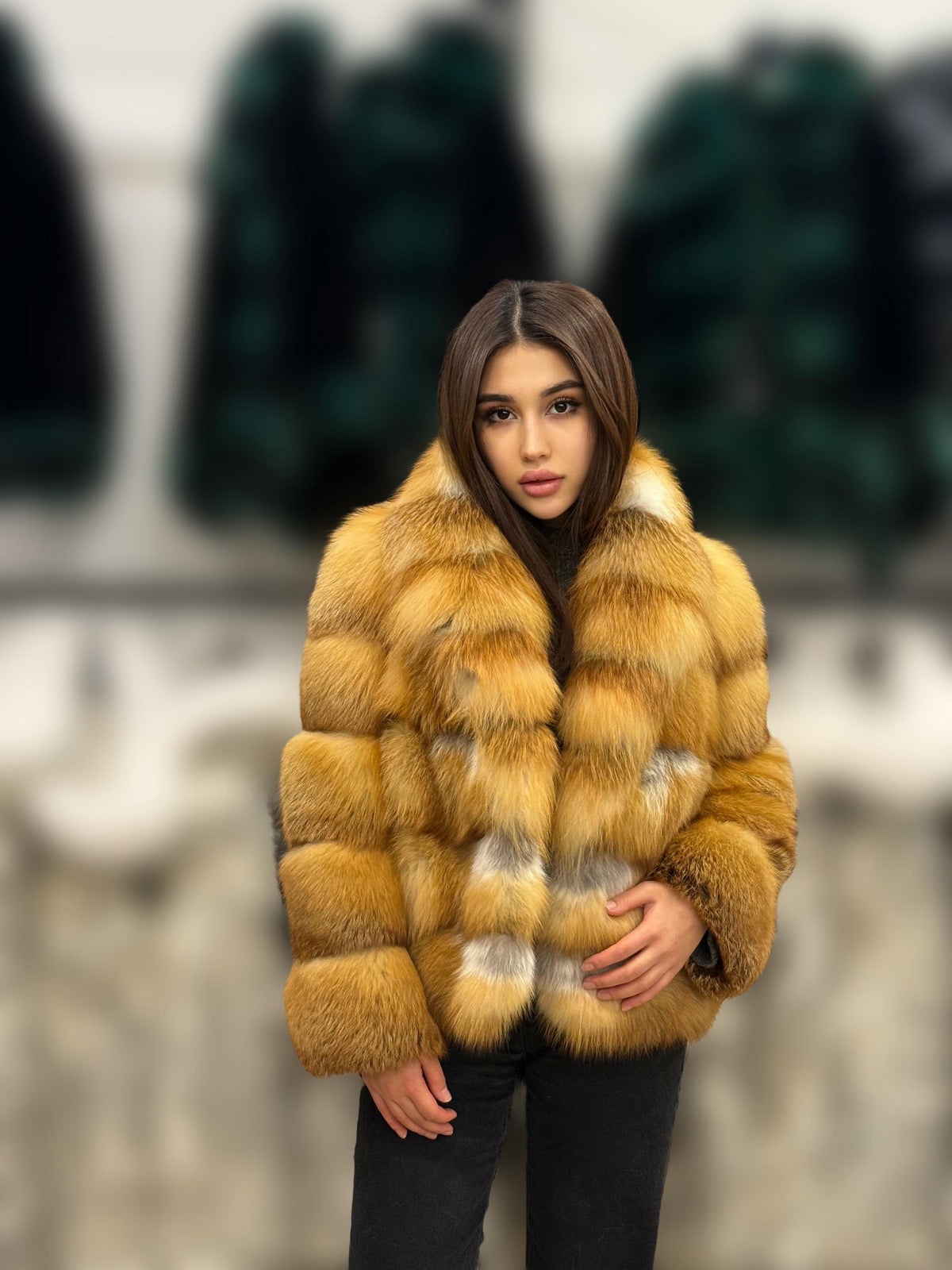 Women’s Golden Fox Fur Jacket, Handmade Short Luxury Red Fox Fur Coat. Women Fox fur Jacket. Short Fox Fur Coat