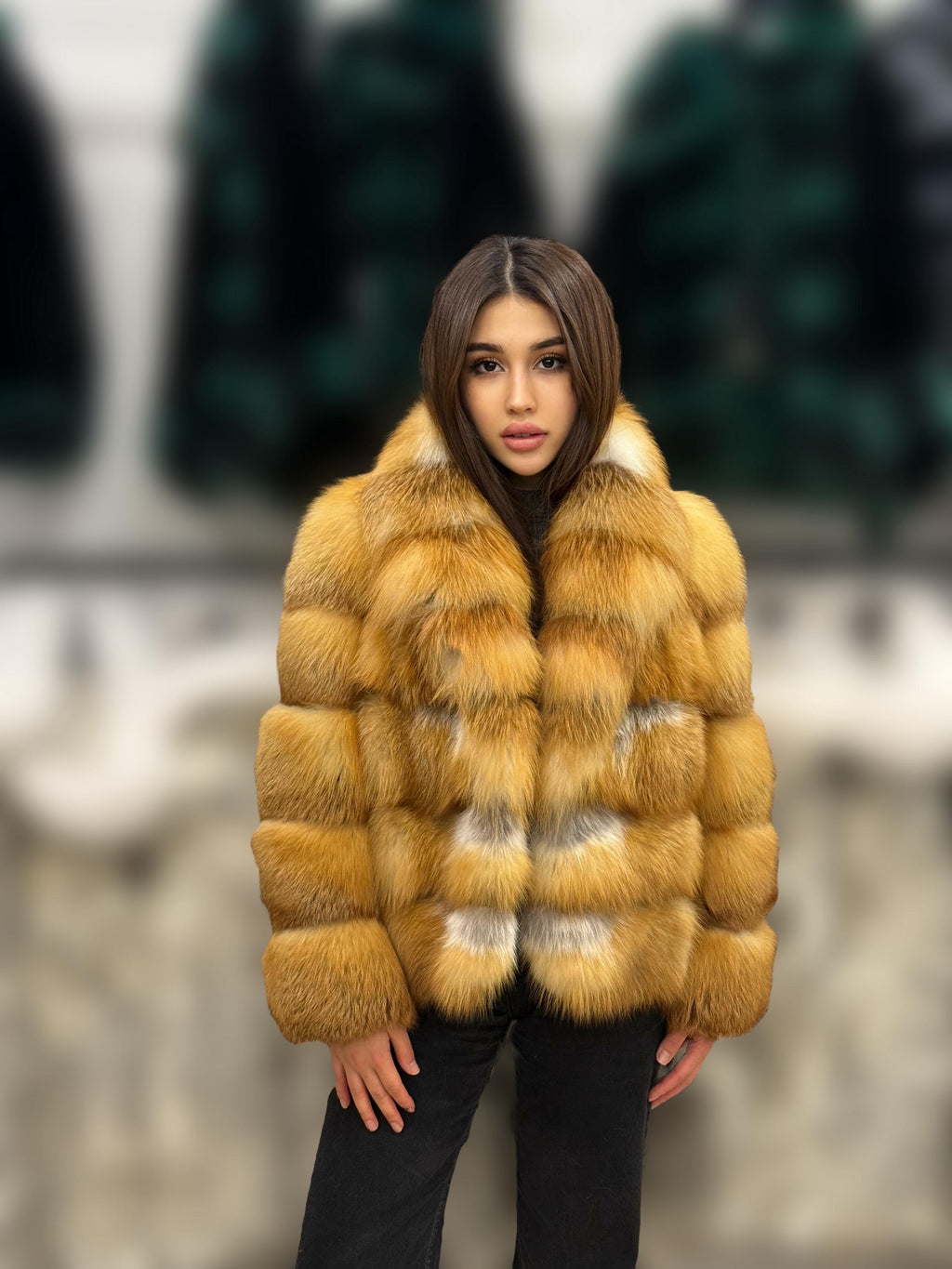 Women’s Golden Fox Fur Jacket, Handmade Short Luxury Red Fox Fur Coat. Women Fox fur Jacket. Short Fox Fur Coat
