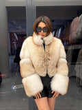 Women’s White Gold Fox Fur Jacket, Handmade Short Cropped Gold Fur Coat. Short Fox Fur Jacket. Fox Fur Coat