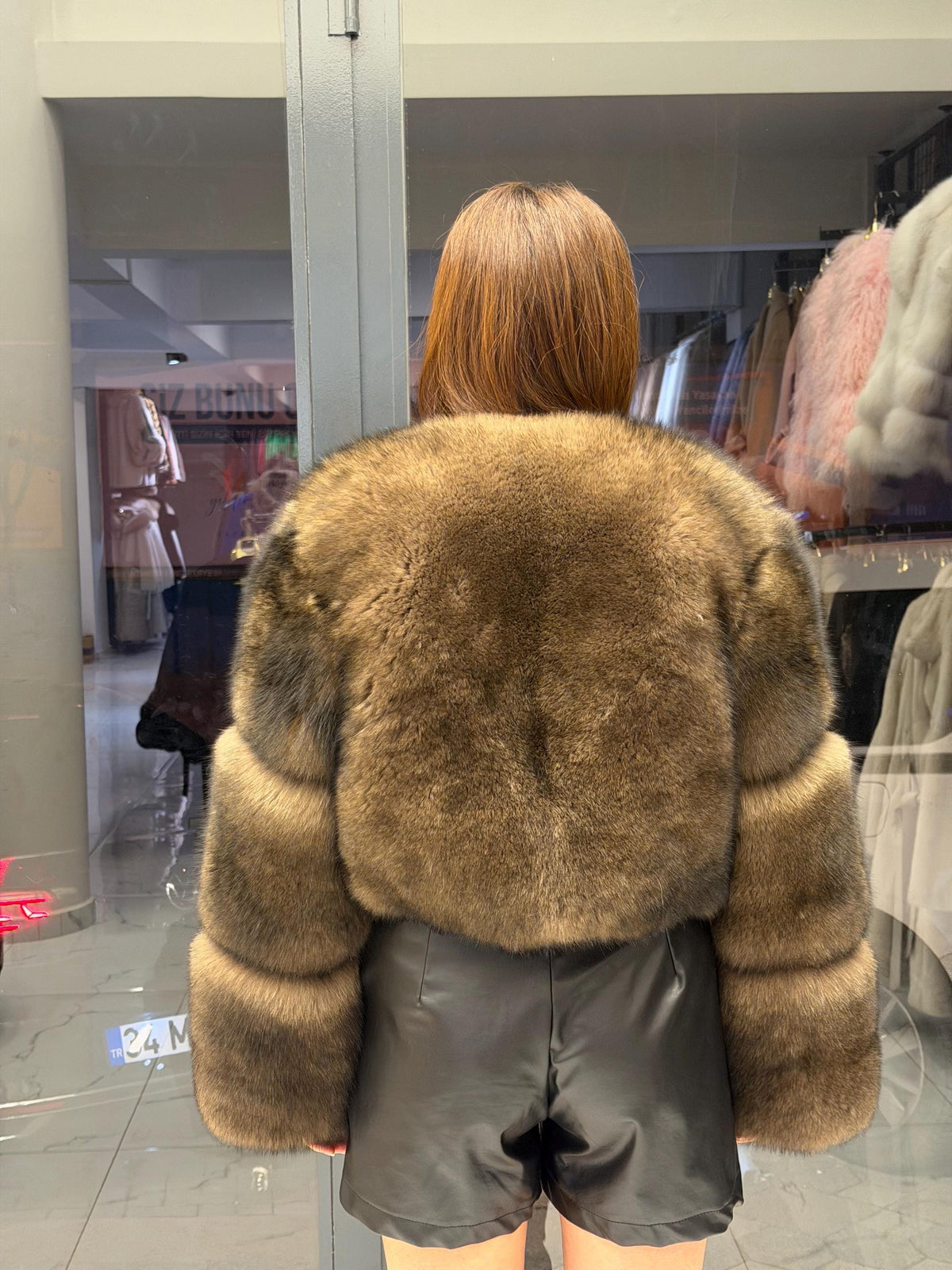 Brown Fox Fur Jacket. Handmade Luxury Short Fox Fur Coat. Women Fox Fur Jacket. Cropped Fox Fur Coat