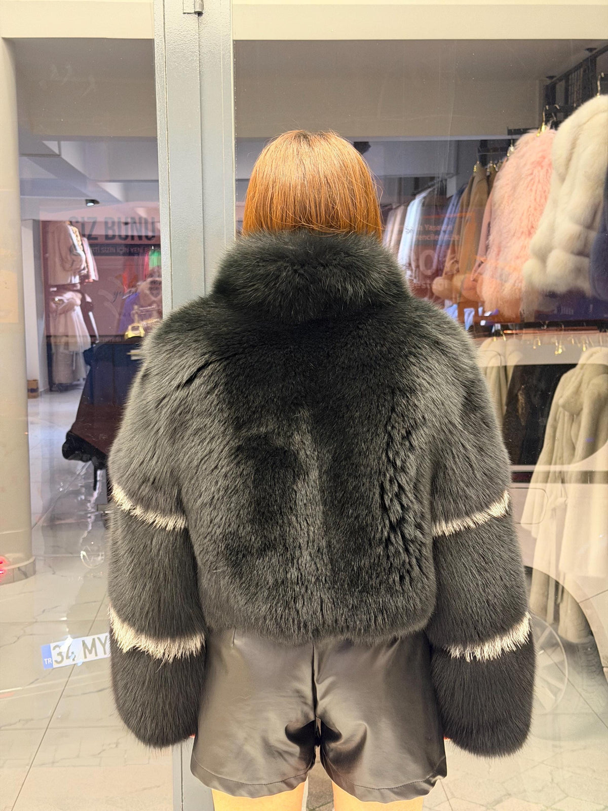 Women’s Black Fox Fur Jacket, Handmade Short Cropped Black Fox Fur Coat. Short Fox Fur Jacket. Fox Fur Coat