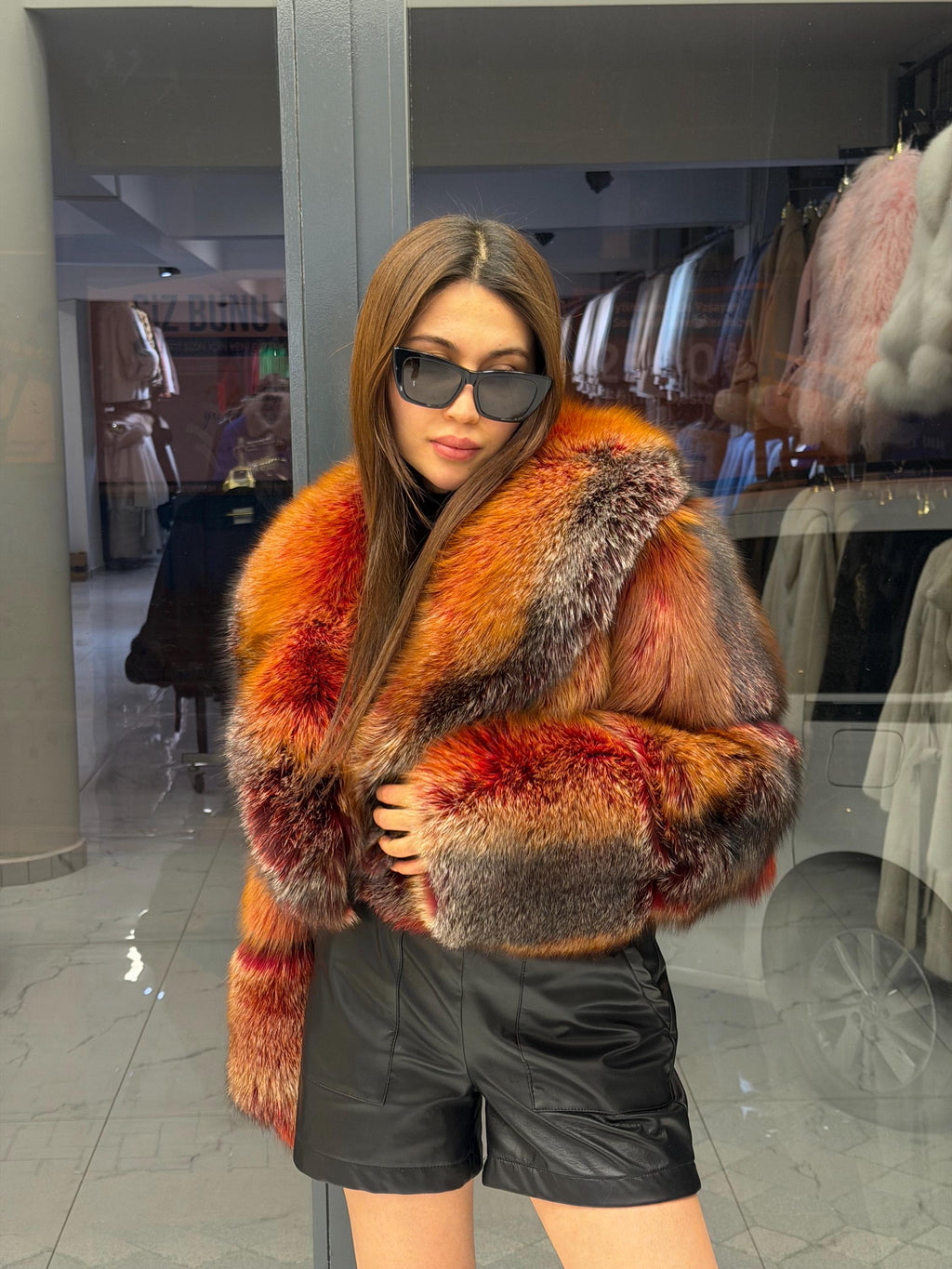 Red Fox Fur Jacket, Women Fox Fur Coat, Short Fox Fur Jacket, Limited Edition Premium Fox Fur Jacket.- Fox Fur