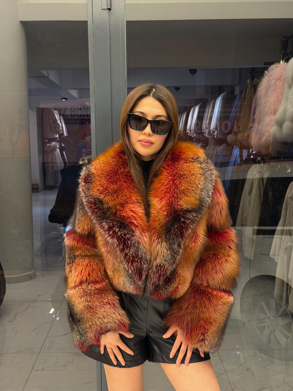 Red Fox Fur Jacket, Women Fox Fur Coat, Short Fox Fur Jacket, Limited Edition Premium Fox Fur Jacket.- Fox Fur