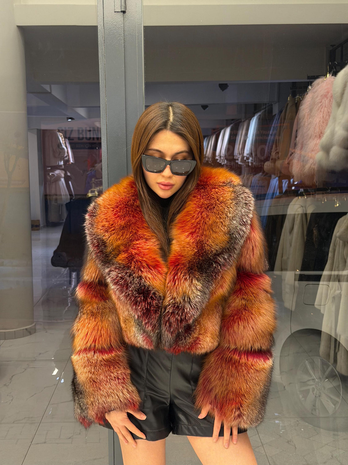 Red Fox Fur Jacket, Women Fox Fur Coat, Short Fox Fur Jacket, Limited Edition Premium Fox Fur Jacket.- Fox Fur