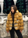 Women’s Golden Fox Fur Jacket, Handmade Short Luxury Red Fox Fur Coat. Women Fox fur Jacket. Short Fox Fur Coat