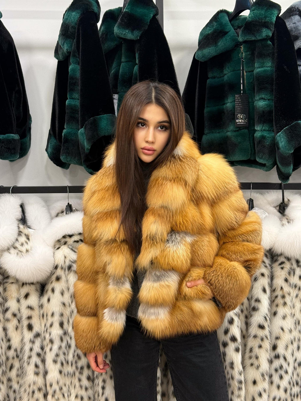 Women’s Golden Fox Fur Jacket, Handmade Short Luxury Red Fox Fur Coat. Women Fox fur Jacket. Short Fox Fur Coat