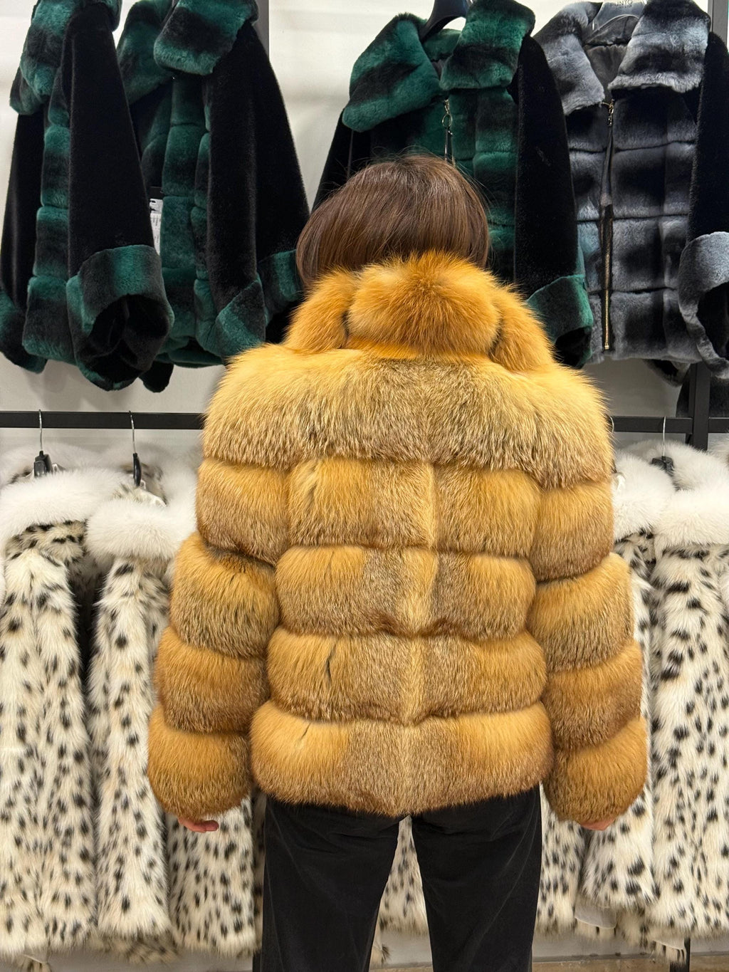 Women’s Golden Fox Fur Jacket, Handmade Short Luxury Red Fox Fur Coat. Women Fox fur Jacket. Short Fox Fur Coat