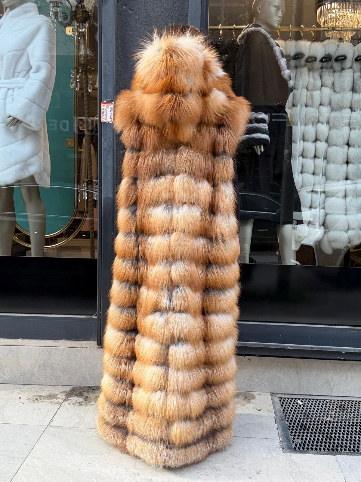 Long Hooded Gold Fox Fur Vest, Women 2 in 1 Fox Fur Gilet, Sleeveless Fox Fur Jacket, Full Length Fox Fur Vest.