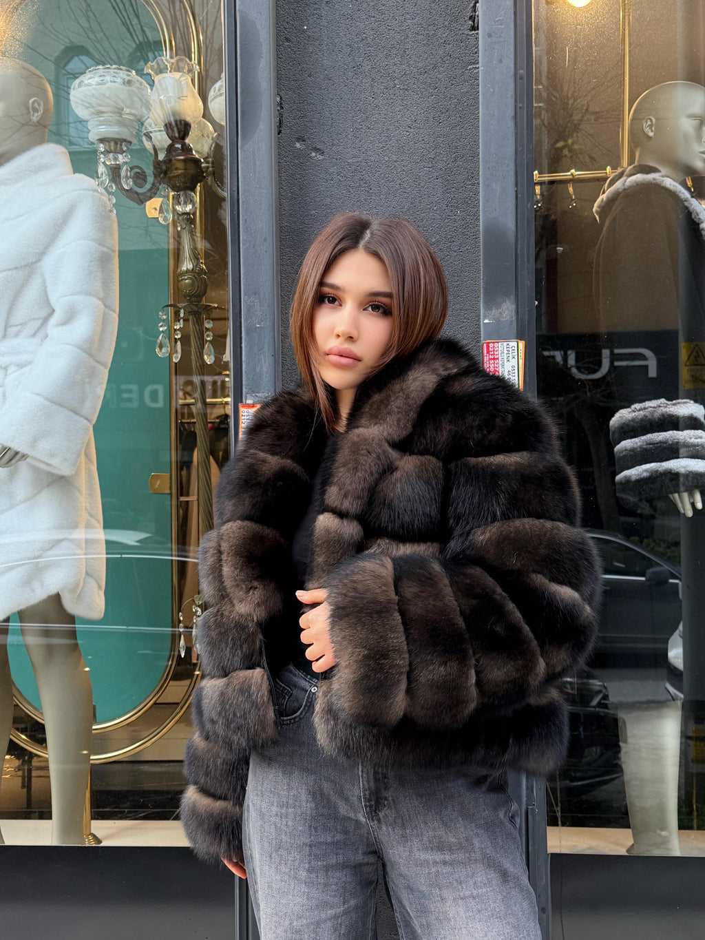 Sable Brown Fox Fur Jacket