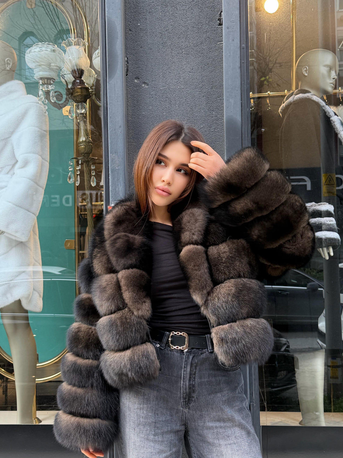 Sable Brown Fox Fur Jacket