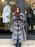 Luxury Silver Frost Fox Fur Coat, Unisex Handmade Winter Long Fox Fur Jacket, Men Fox Fur Coat, Women Fox Fur Jacket