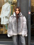 Women’s Silver Fox Fur Jacket. Unisex Fox Fur Coat