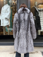 Luxury Silver Frost Fox Fur Coat, Unisex Handmade Winter Long Fox Fur Jacket, Men Fox Fur Coat, Women Fox Fur Jacket