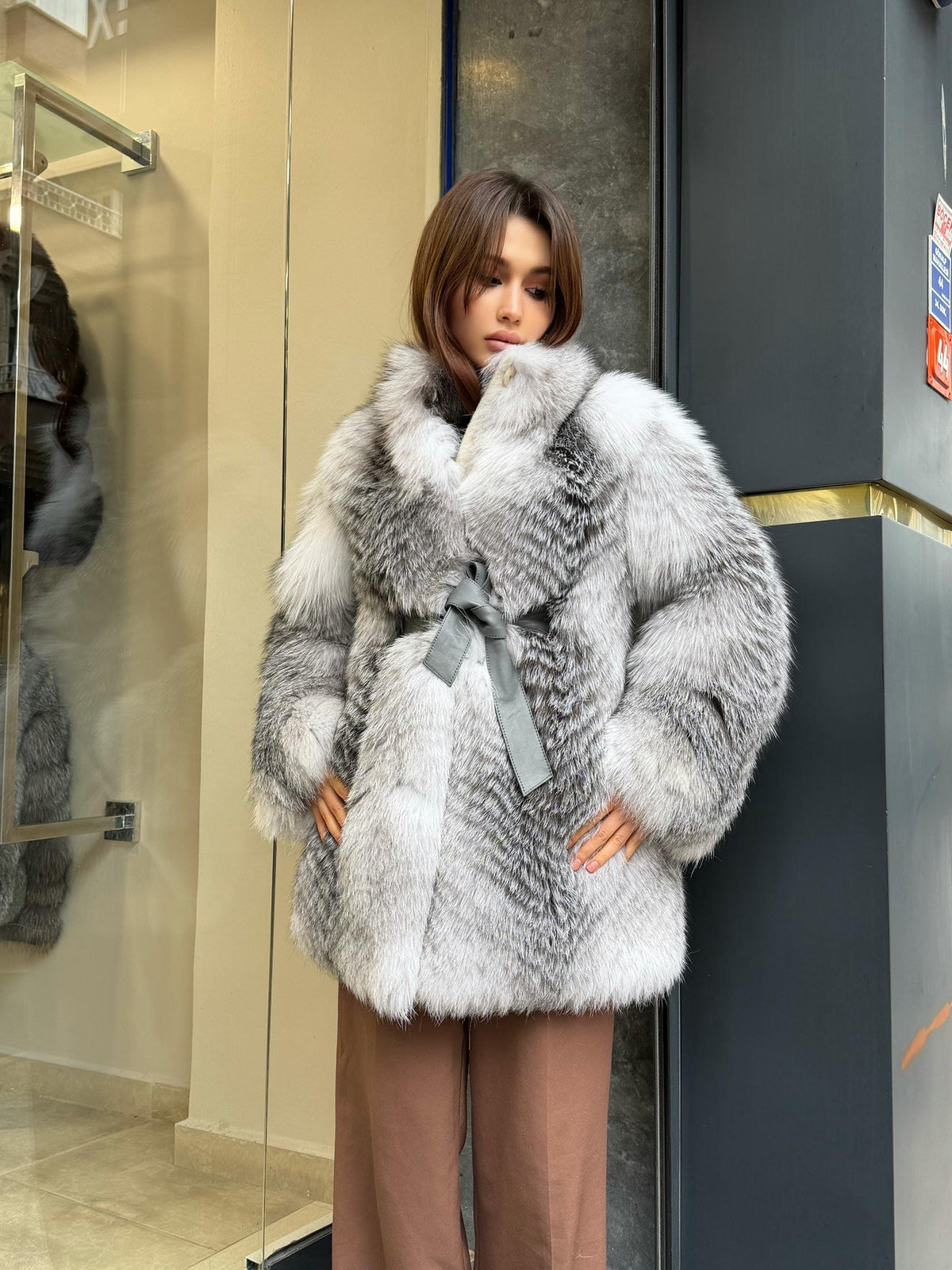 Women’s White Arctic Fox Fur Jacket - Luxury Fur Winter Coat