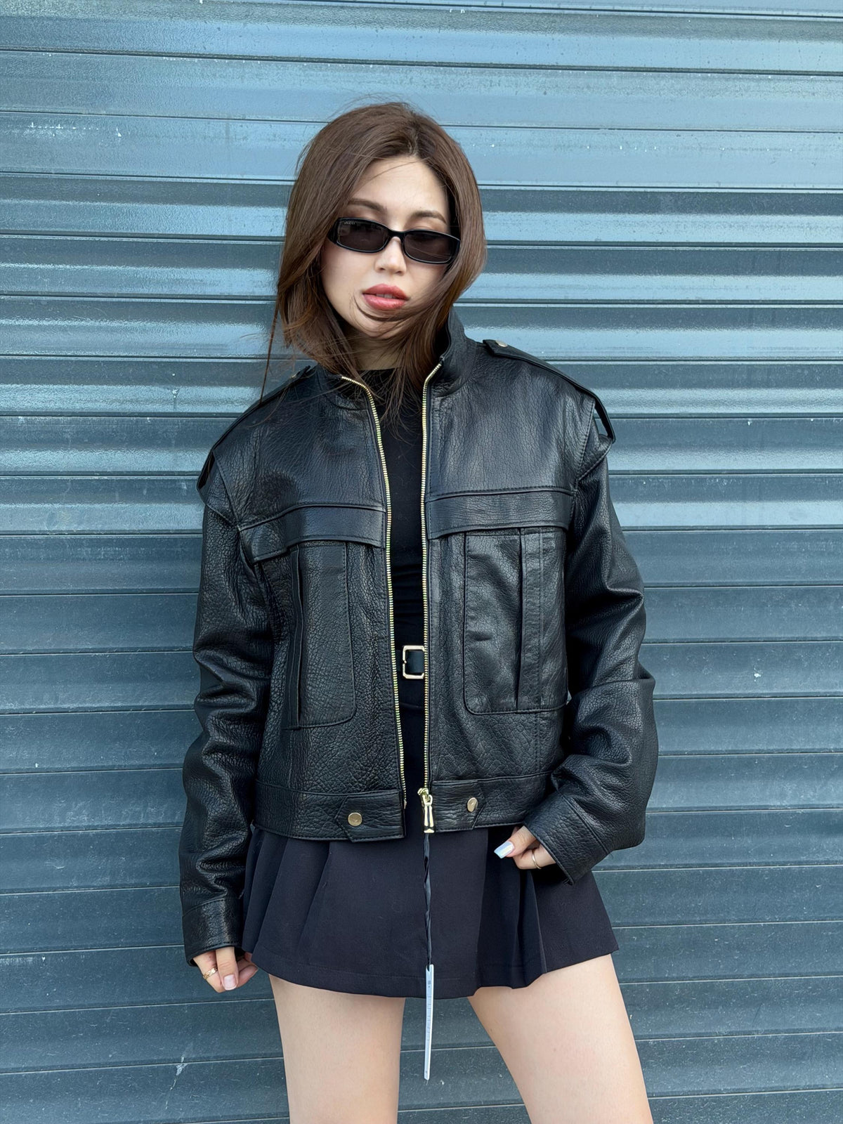 Black Women’s Leather Jacket | Short Jumbo Leather Jacket