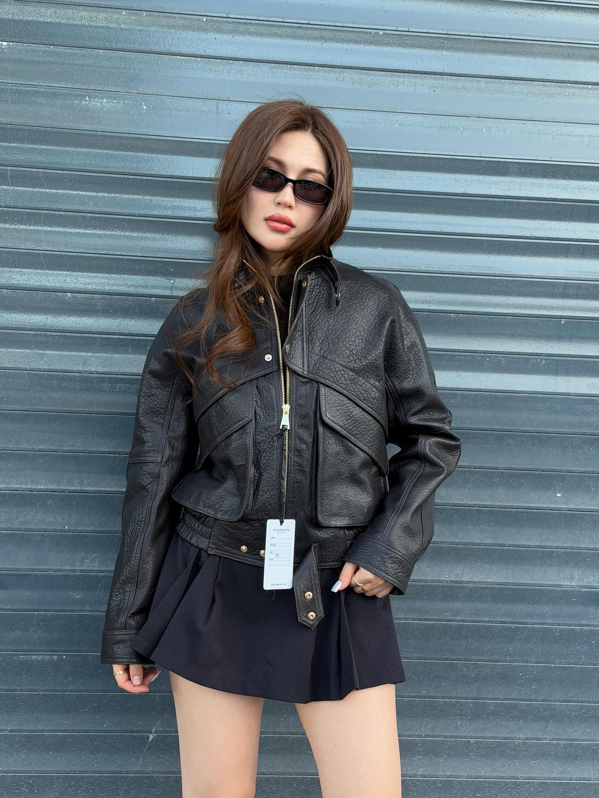 Black Women’s Leather Jacket | Short Jumbo Leather Jacket