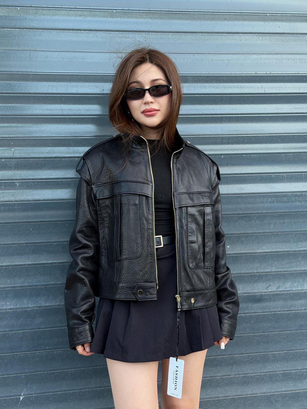 Black Women’s Leather Jacket | Short Jumbo Leather Jacket