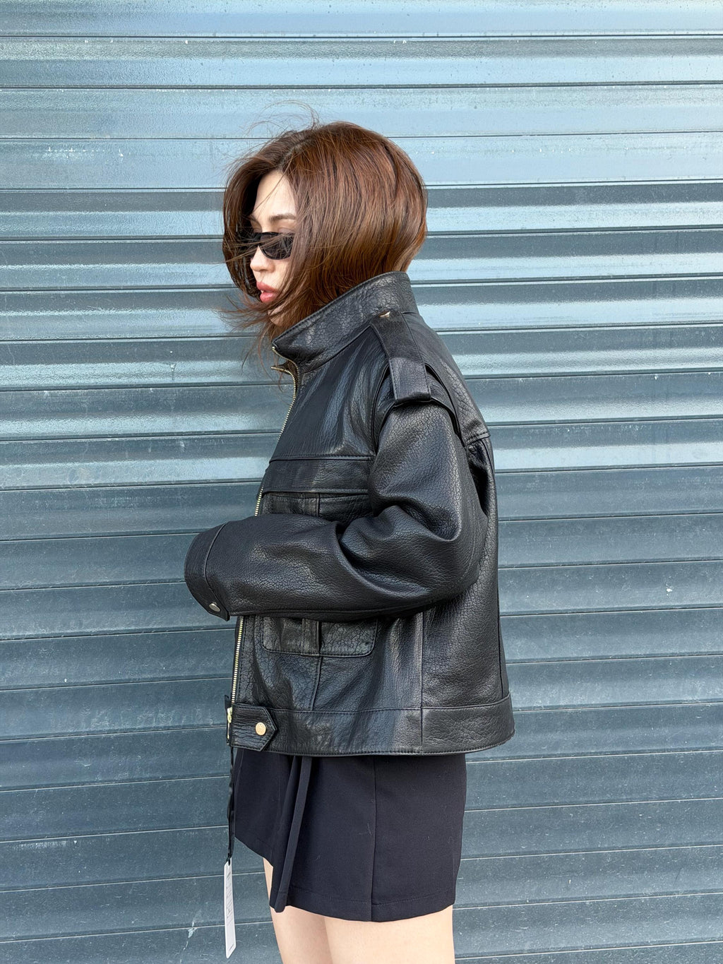 Black Women’s Leather Jacket | Short Jumbo Leather Jacket