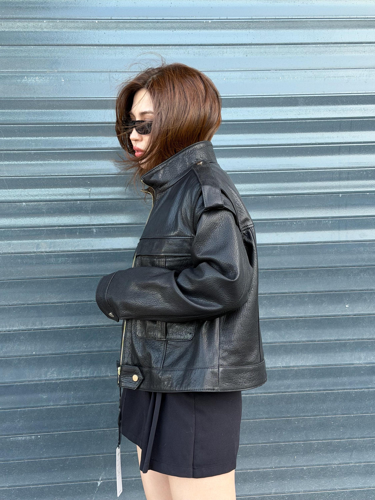 Black Women’s Leather Jacket | Short Jumbo Leather Jacket