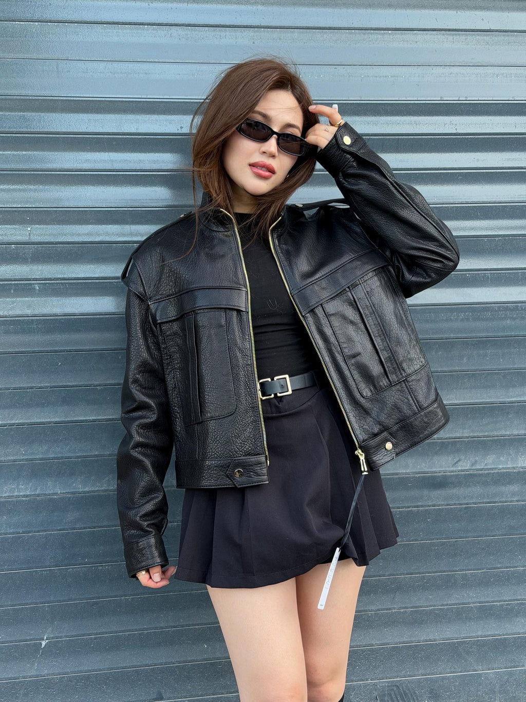 Black Women’s Leather Jacket | Short Jumbo Leather Jacket