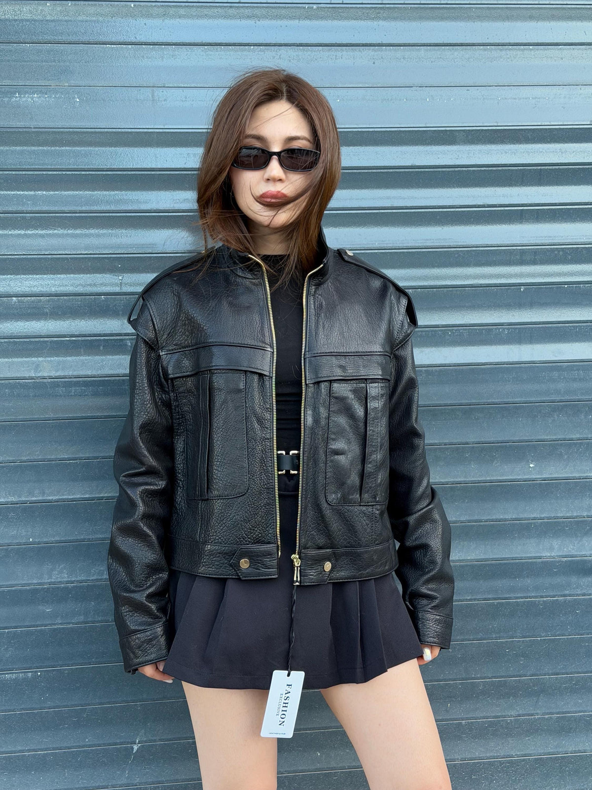 Black Women’s Leather Jacket | Short Jumbo Leather Jacket