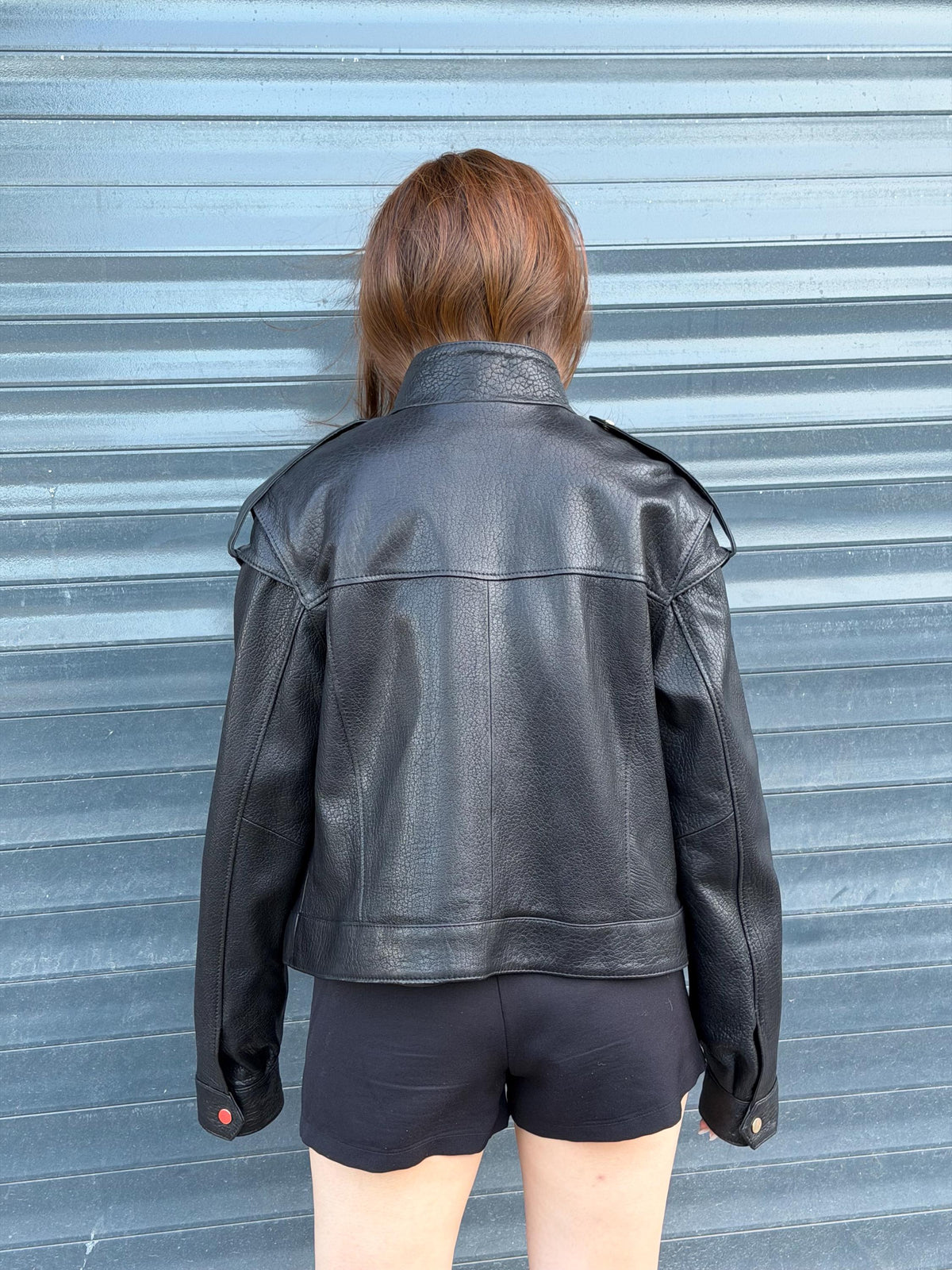 Black Women’s Leather Jacket | Short Jumbo Leather Jacket
