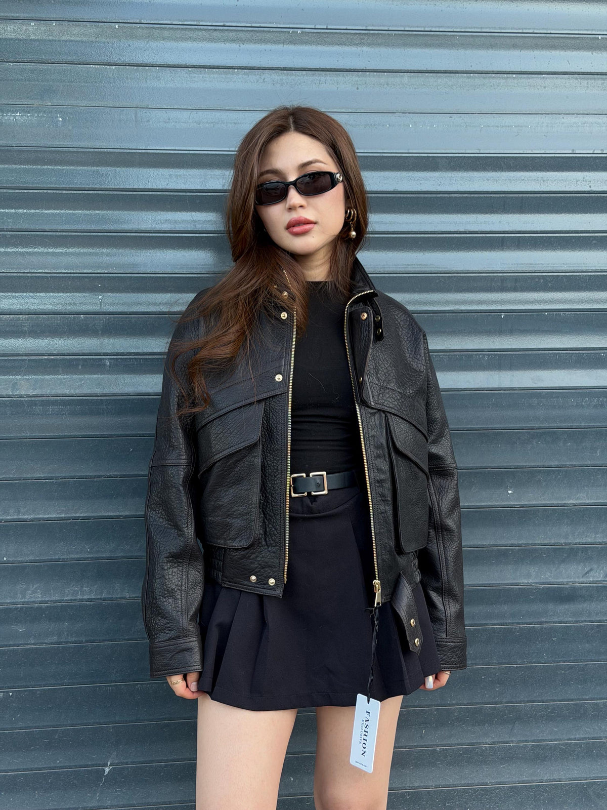 Black Women’s Leather Jacket | Short Jumbo Leather Jacket