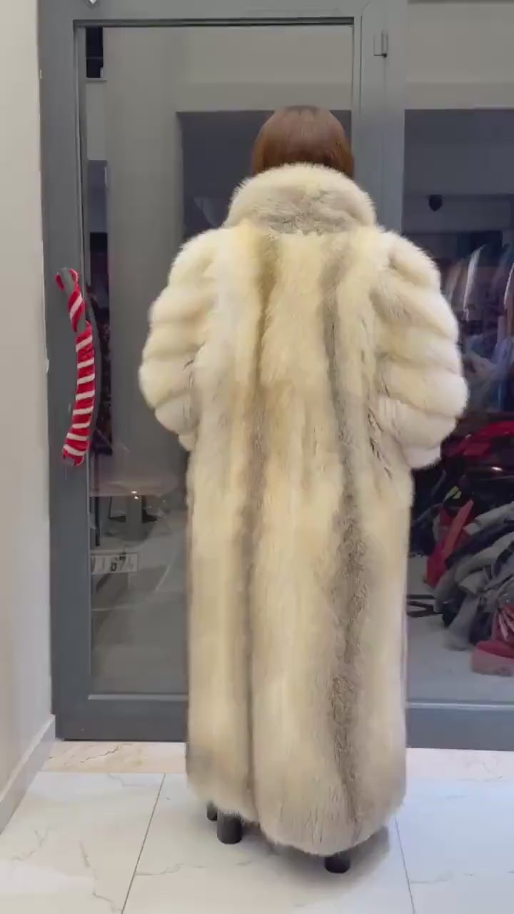 Luxury Long Gold Fox Fur Coat, Unisex Fox Fur Jacket, Men Fox Fur Coat,- Premium Women Fox Fur Jacket